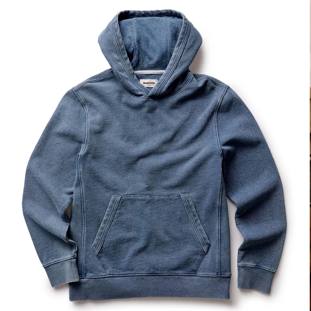 The Après Hoodie in Washed Indigo Terry